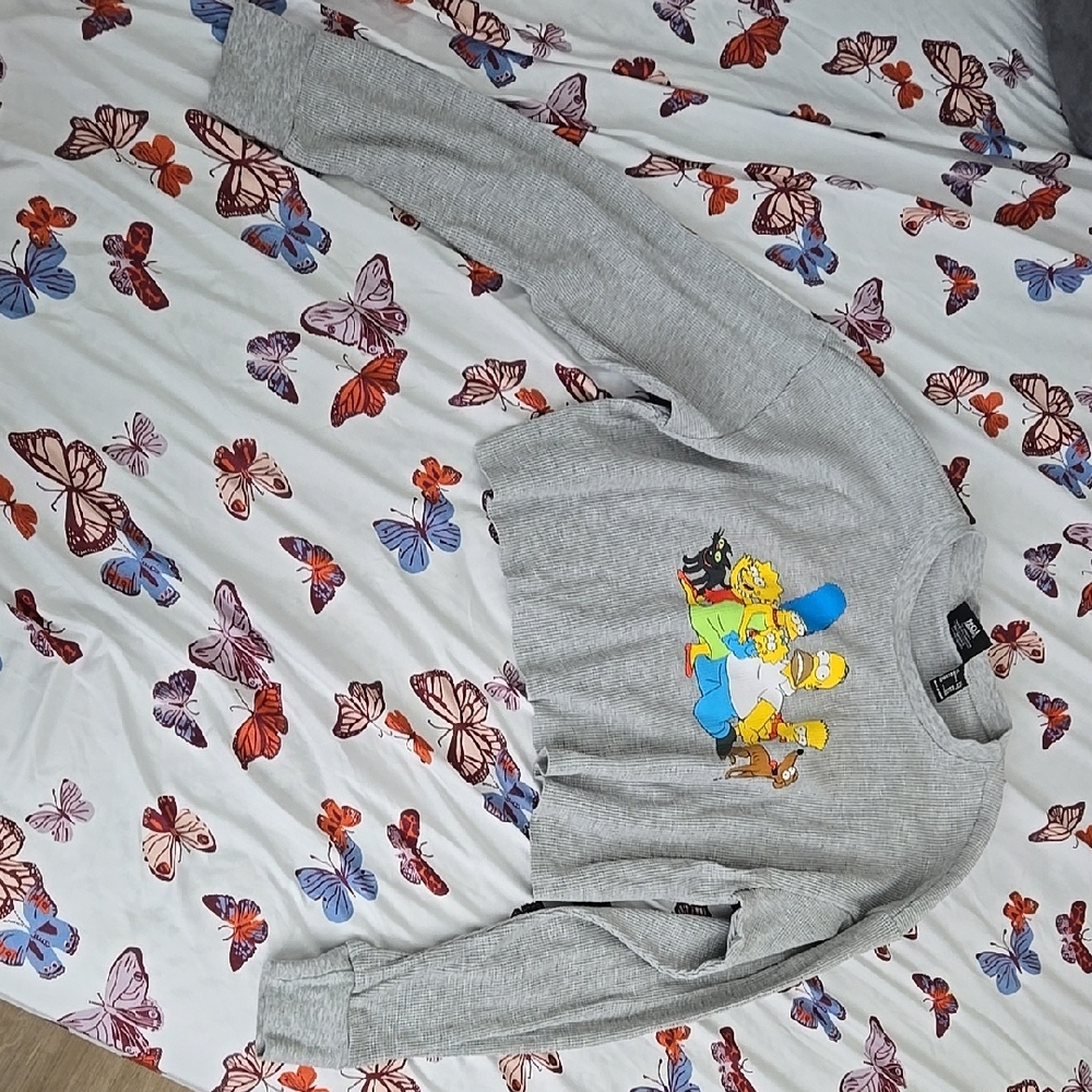 Gray Sweatshirt with Cartoon Characters